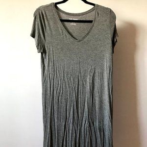 Joe Fresh Grey Short Sleeve V-neck Long Shirt with Mesh Details